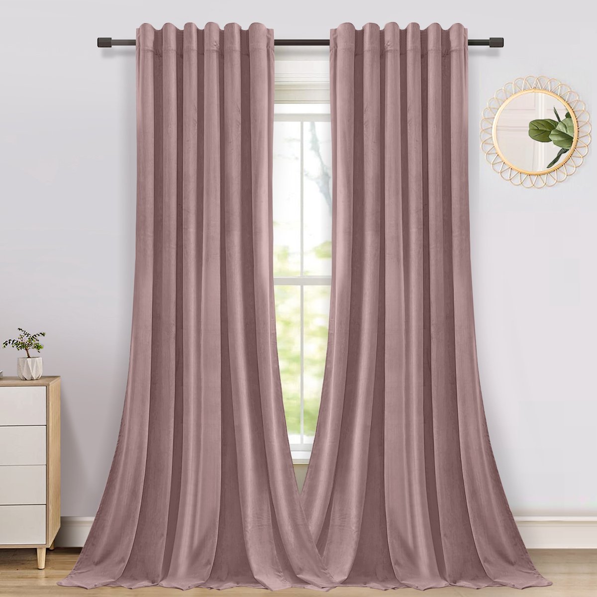 Verduisterende Gordijnen - Qelus - Gordijn - Curtains - Kant en Klaar - Fluweel Gordijnen - B 132 x H 274cm - Roze - 2 stuks