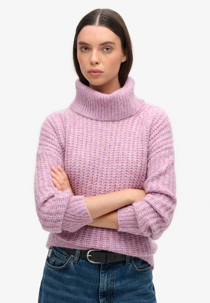 Superdry Geborstelde trui van ribstof met ruimvallende halslijn Dames Sweaters Dusty Rose Twist