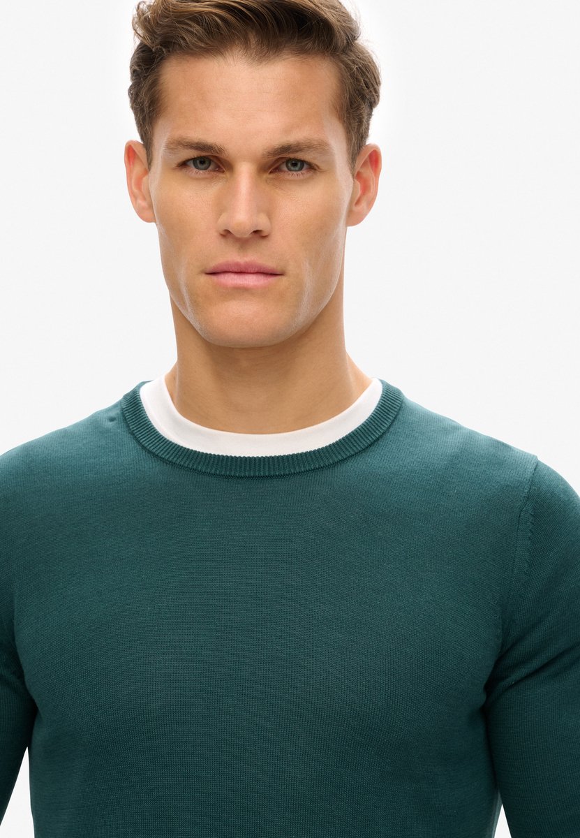 Superdry Essentials lichtgewicht gebreid sweatshirt met ronde hals Heren Sweaters Groen