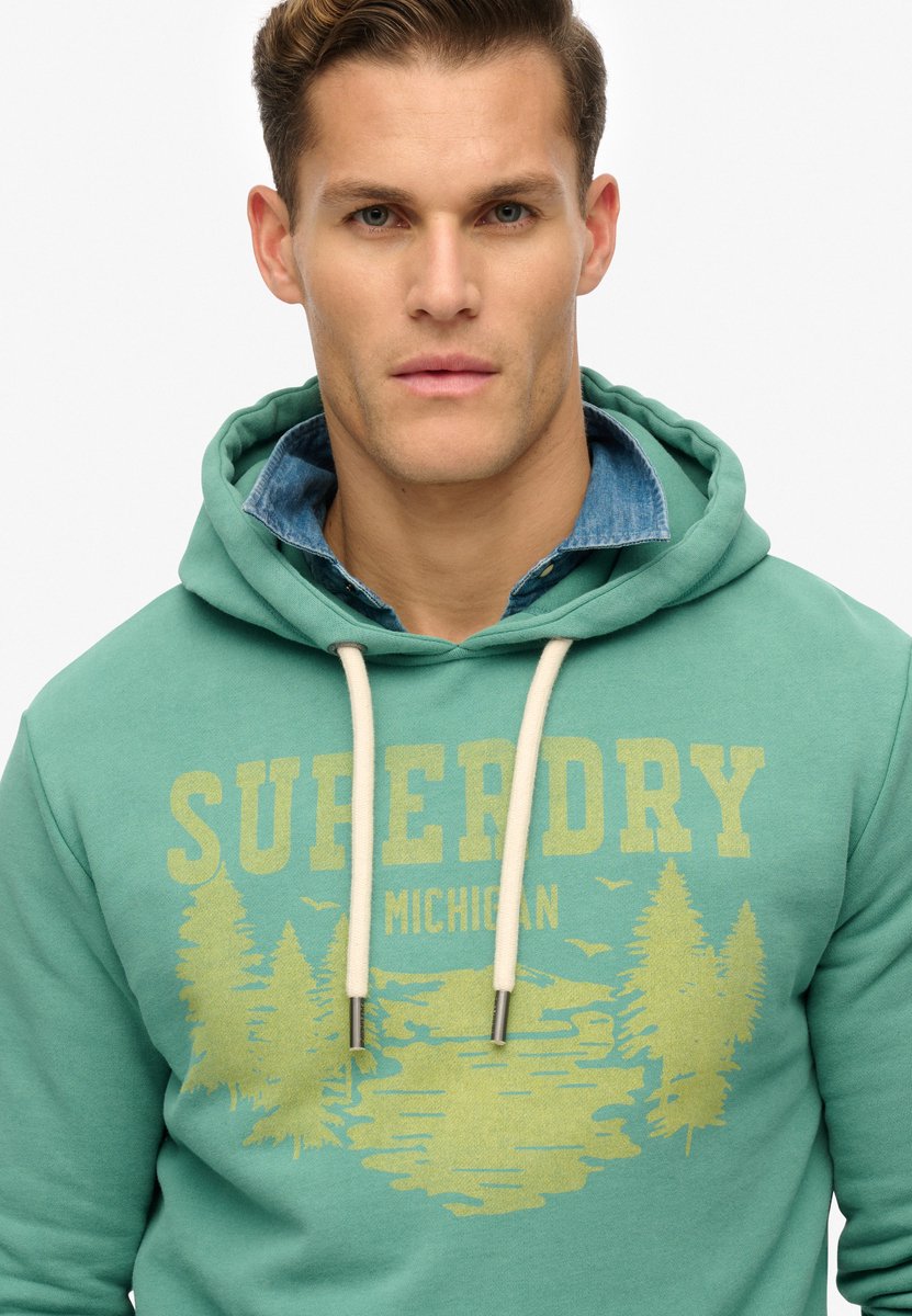 Superdry Lo-fi Outdoor Mono Relaxed hoodie Heren Hoodies Groen