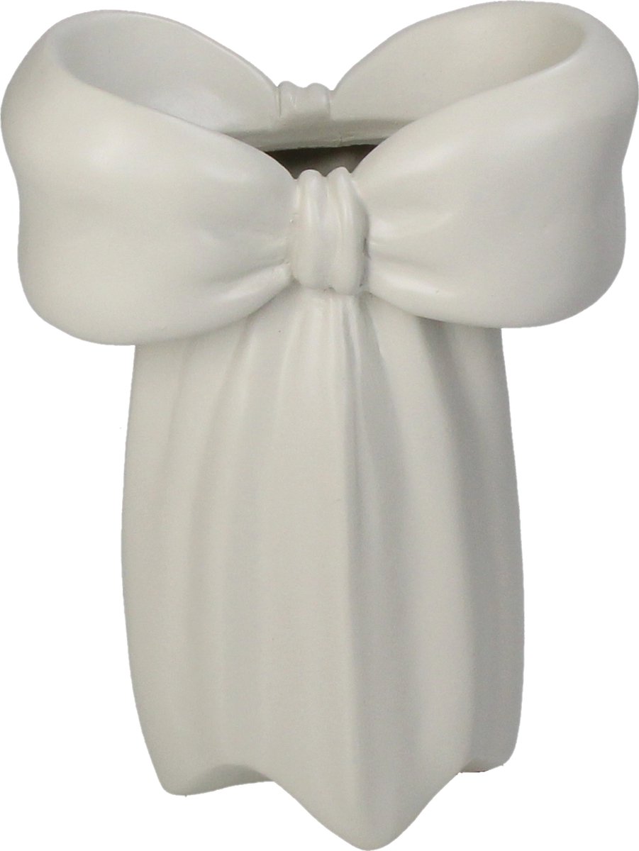 HD Collection Vase Bow Polyresin Ivory 7x14x19cm