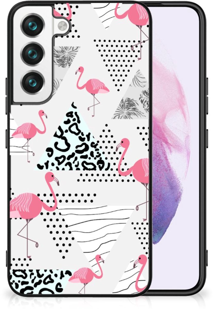 Samsung Galaxy S22 Dierenprint Telefoonhoesje Flamingo Triangle