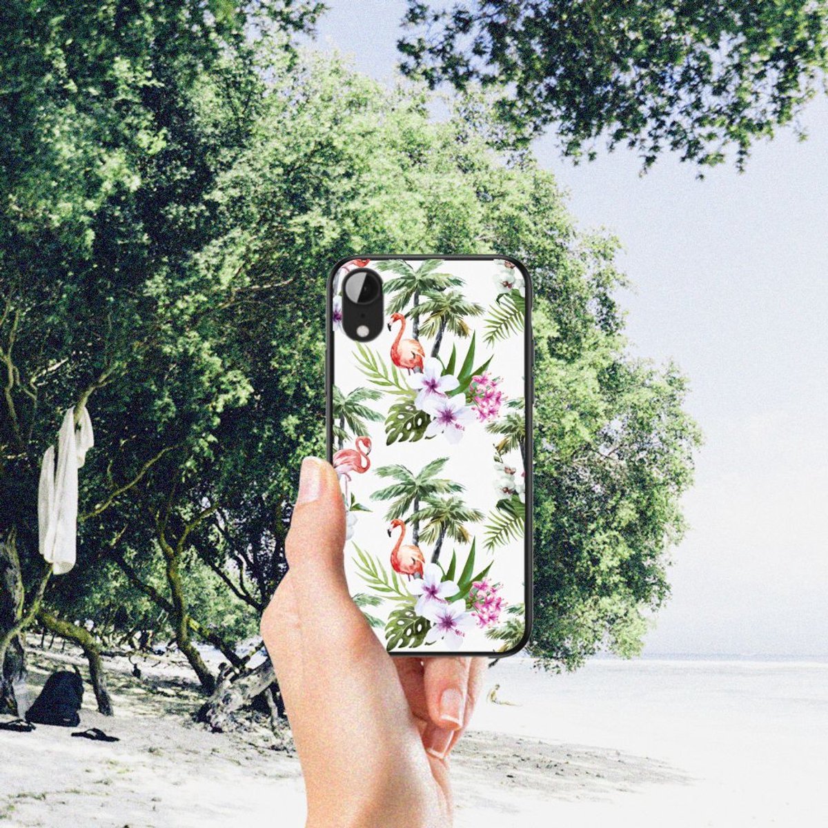 Back Cover voor Apple iPhone XR Dierenprint Telefoonhoesje Flamingo Palms