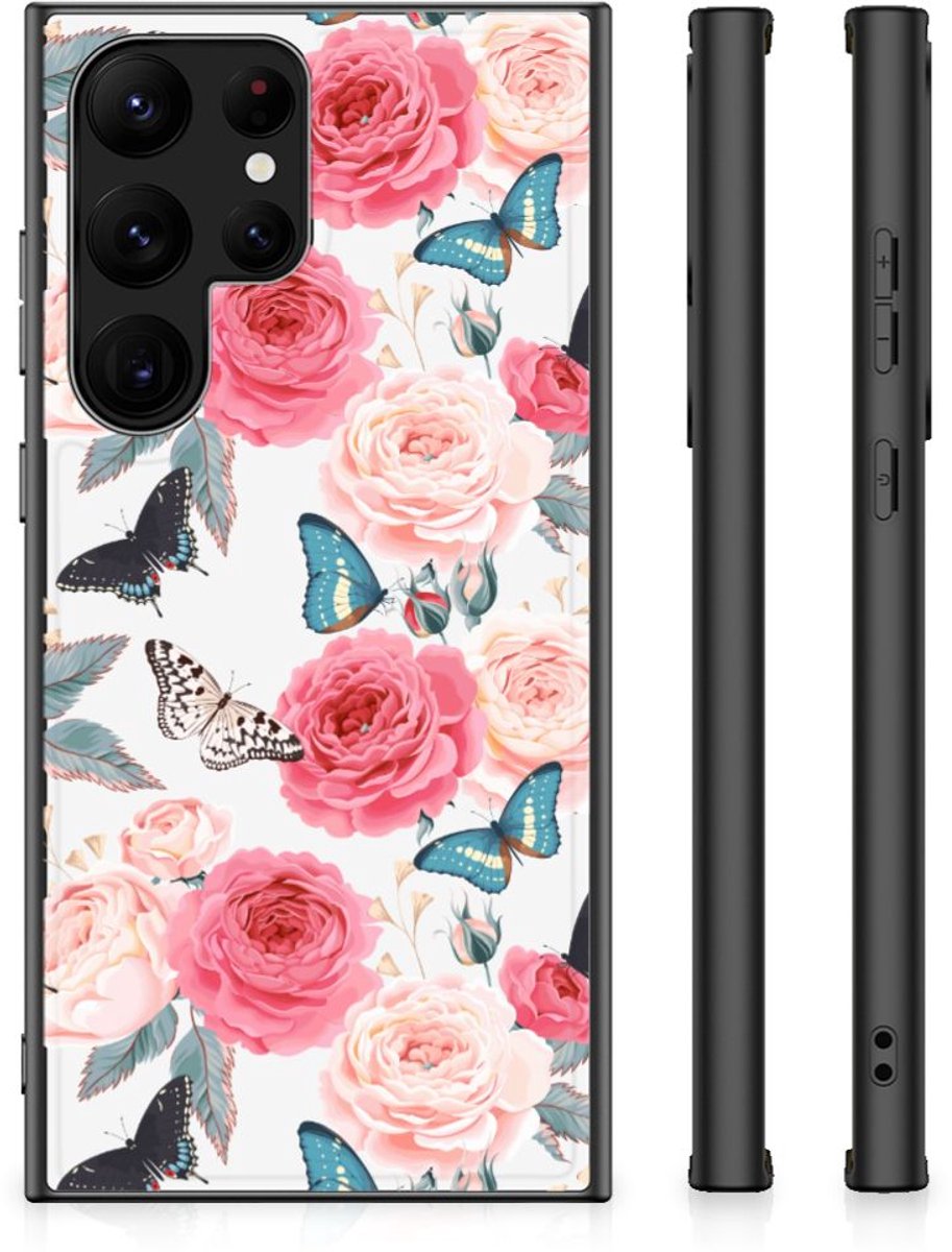 Samsung Galaxy S23 Ultra Bloemen Hoesje Butterfly Roses