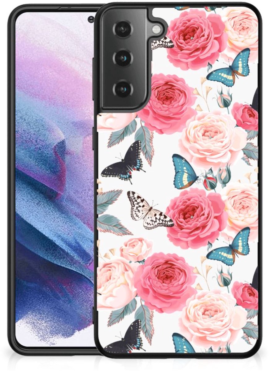 Samsung Galaxy S21 Plus Bloemen Hoesje Butterfly Roses