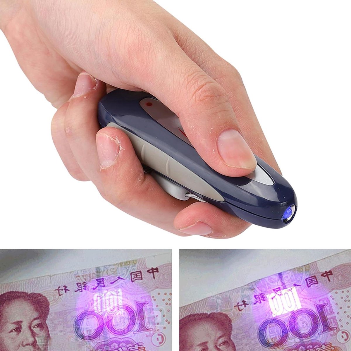 Titel: Premium Handheld Bankbiljet Detector - Draagbare Mini Geld Tester - Paars Licht Magneten Mini 2-in-1 Controle Apparaat