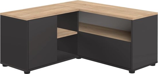 Meuble TV d'angle - Chêne et Zwart - 90 x 90 x 45 cm