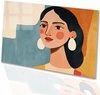 Portret, Figuratief, Vrouw, Blauw, oranje, beige, zwart, wit