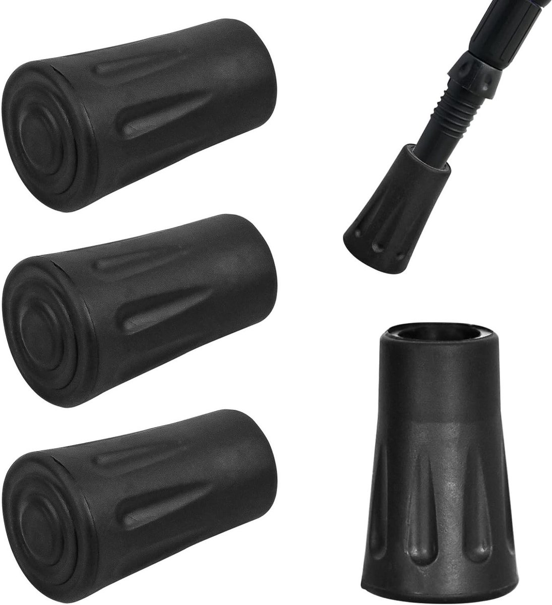 Allecto Plus - Rubberen buffers voor wandelstokken - Antislip Nordic Walking-stokken - 4 stuks