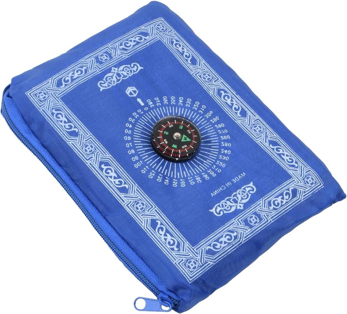Allecto Plus - Opvouwbaar Islamitisch gebedstapijt voor reizen met kompas - Blauw - 75x110 cm