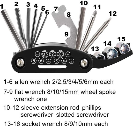 Draagbare Fiets-reparatieset - Inclusief Fietspomp - Voor Mountainbike en Racefiets — afbeelding 5