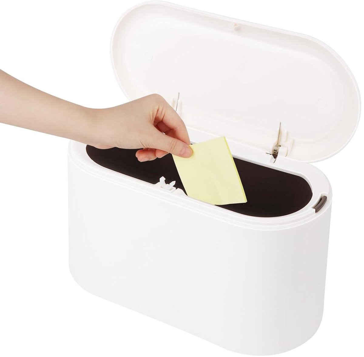 Inovra Plus - Mini prullenbak met pop-up deksel voor keuken en badkamer - Wit - Compact en handig voor op bureau of in auto