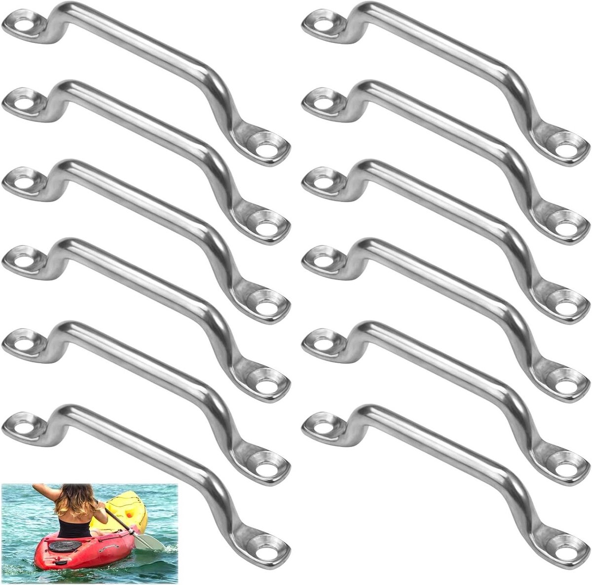 Allecto Plus - RVS Splashguard Plaatjes 12 Stuks M5 x 75 Boot Kajak Oogplaat RVS Deklus Riem Beugel voor Kajak Kano Rigging Marineblauw