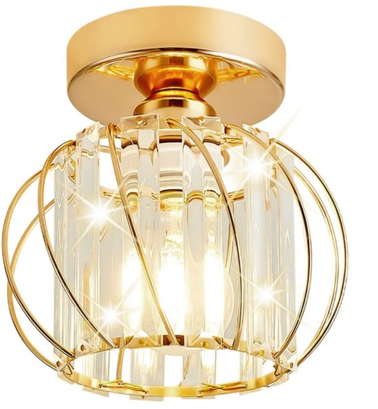 Plafondlamp Kristal Ronde Moderne Plafonnière E27 voor Keuken Slaapkamer Woonkamer Goud