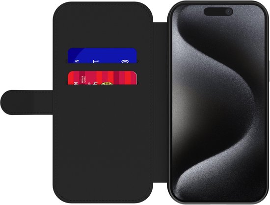 Étui de téléphone Smartphonica adapté à iPhone 15 Pro Max Housse de Bookcase en similicuir avec languette magnétique et porte-cartes avec imprimé Chats adapté à iPhone 15 Pro Max