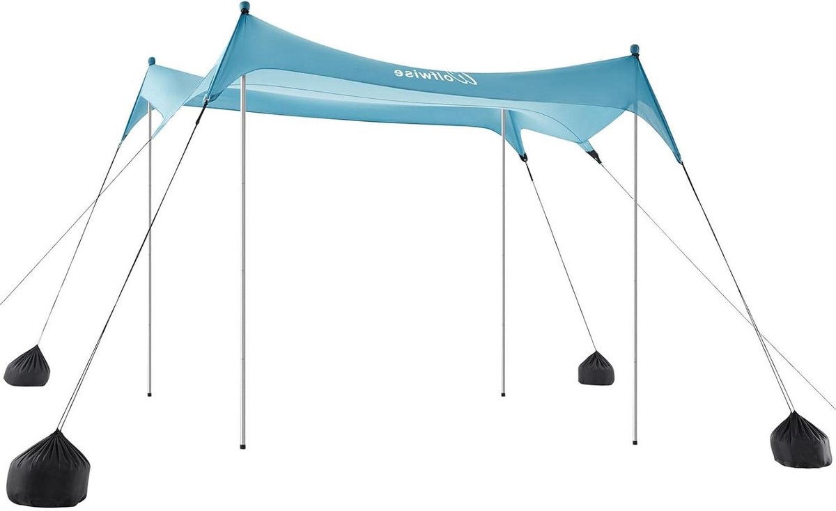 Strandtent Zonnescherm UPF50+ - beach shade canopy tarp - 2-6 personen - blauw