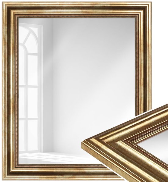 WANDStyle spiegel 50x60 cm in barok stijl gemaakt van hout, grote zwarte wandspiegel, Made in Germany - H550