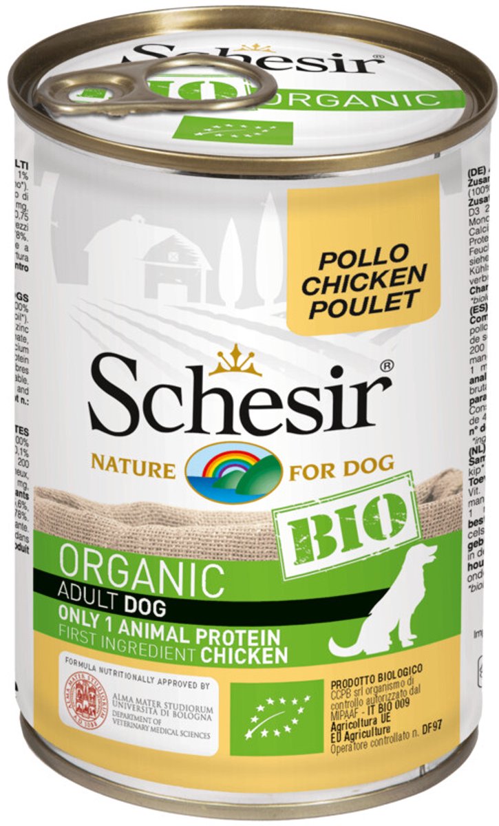 Schesir Hondenvoer Bio Kip – 6 x 400 gr – Voordeelverpakking
