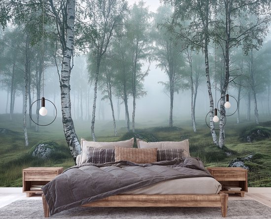 WALLARENA - Fotobehang - 350x250 cm - 3D natuur met mist voor slaapkamer en salon