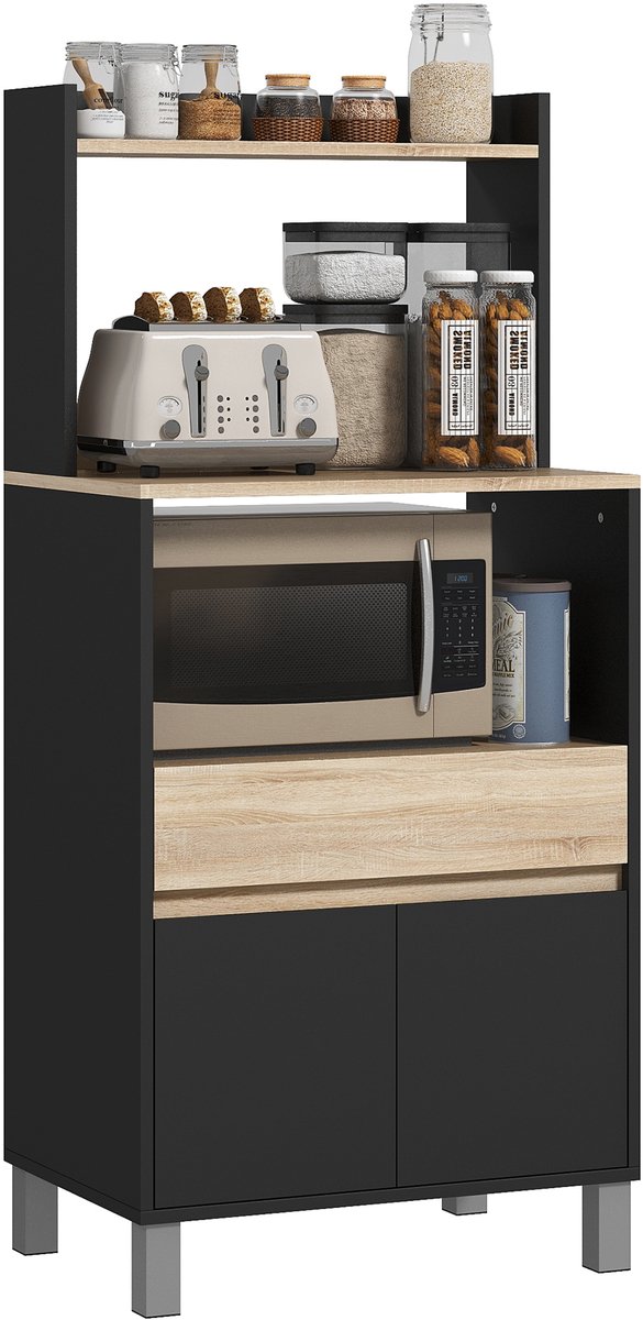 HOMCOM Magnetronkast - Spaanplaat - 60x40x131cm - Zwart