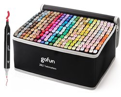 Gofun Twinmarkers 262 stuks - Volwassenen & Kinderen - Markeerstiften - Alcohol Markers - Dual-Tip - Stiften