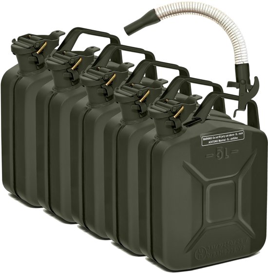 BW® Brandstofjerrycan, metaal, jerrycan, 2 x 10 liter, bronsgroen, RAL 6031-F9, TÜV-getest en VN-goedkeuring, Made in Europe