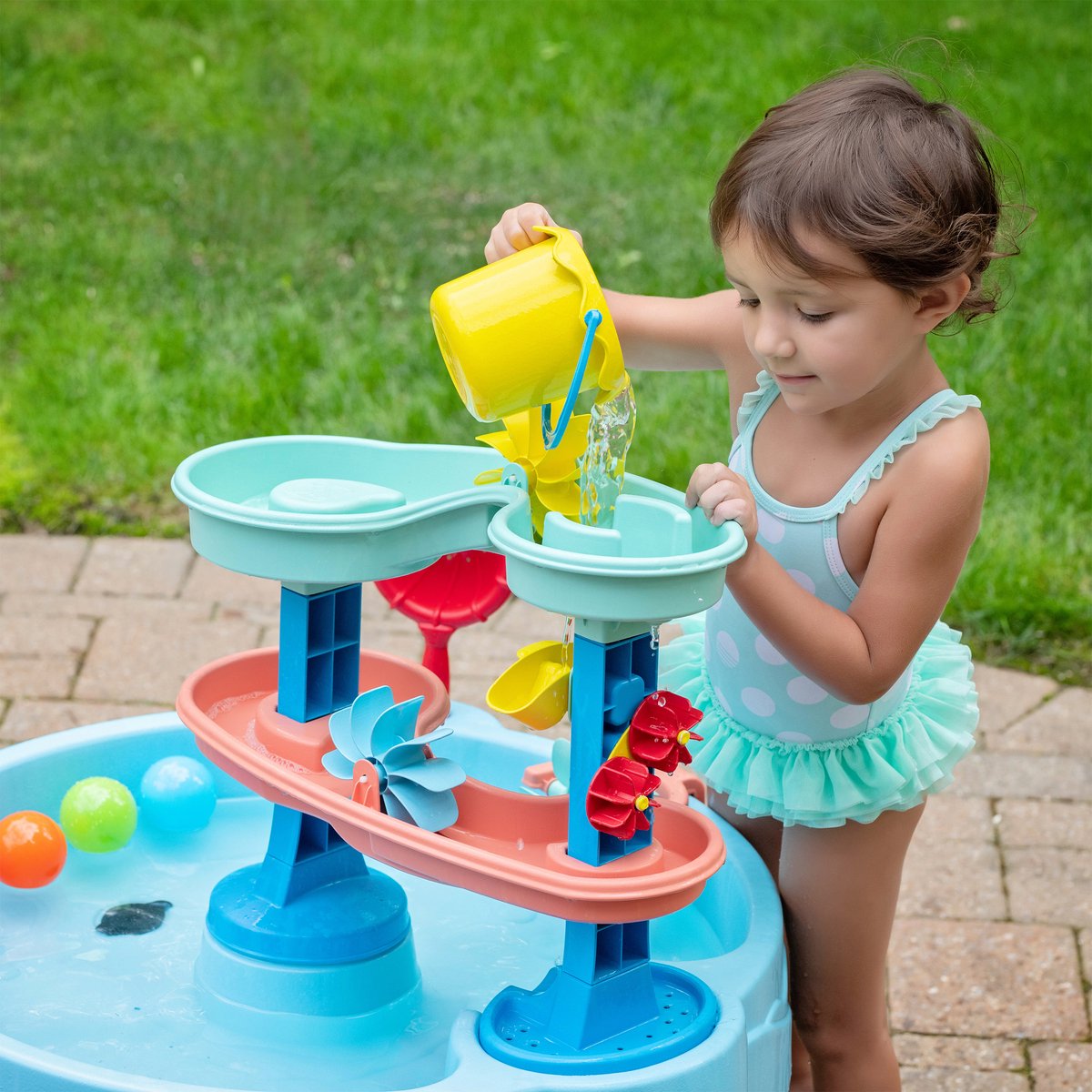 Step2 Double Spin & Showers Watertafel – Inclusief speelballen, zeediertjes en wateraccessoires – Waterspeelgoed voor kind – Activiteitentafel met water voor de tuin / buiten — afbeelding 6