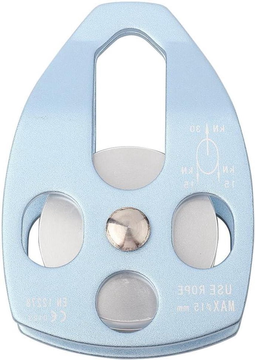 Allecto Plus - Kantelblok voor lier - Klimtouw katrol - 28KN katrol met enkele schijf - Vaste trolley met zwenkplaat voor buiten klimmen (blauw)