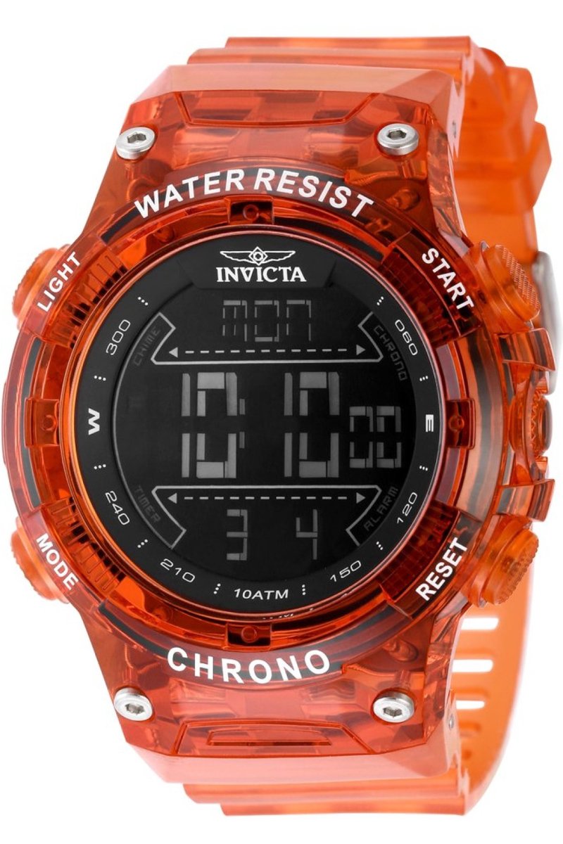 Invicta Racing 49046 Heren Horloge - Waterdicht - Digitaal - Quartz Uurwerk - Plastic met zwarte Wijzerplaat - 52mm