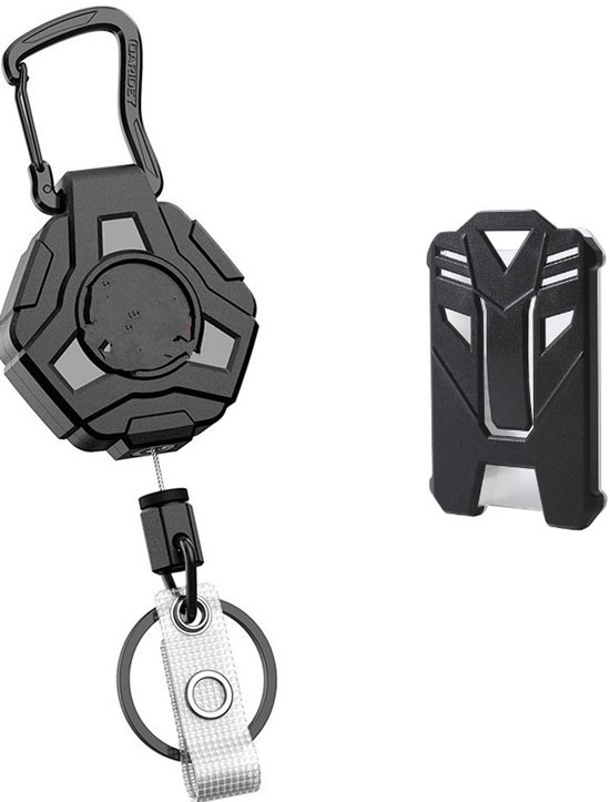 iGadgitz Home U6925 - intrekbare ID-kaart JoJo riem clip karabijnhaak JoJo ID-kaarthouder met 70 cm draad - 5 stuks - zwart
