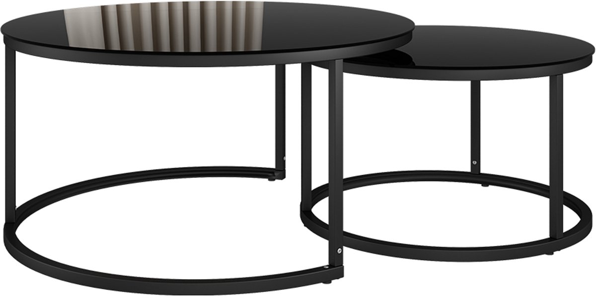 Vicco Montreal Salontafel set – 77 x 77 cm 2 delen Zwart hoogglans
