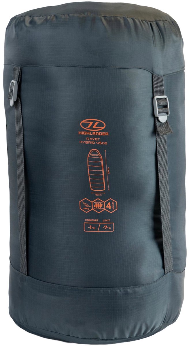 Highlander mummyslaapzak Rayet Hybrid 450E Dark Grey -7°C - Grijs van Merkloos — afbeelding 5