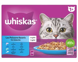 Whiskas 1+ Vis Selectie in Gelei Maaltijdzakjes Multipack 24 x 85 gr