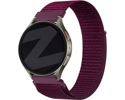Bandz Smartwatch bandje 20mm nylon 'Easy fit' met klittenband - geschikt voor Samsung Galaxy Watch 4 / 5 / 6 / 7 (Classic / Pro) / 3 - 41mm / Active - 40 & 44mm / FE - Amazfit GTS 1-2-3-4 - Polar Ignite / Unite / Pacer (plum)