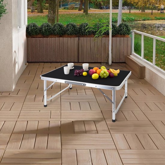 campingtafel hoogte verstelbaar - 70x75x55 cm - met handvat - inklapbaar - zwart van Merkloos — afbeelding 4