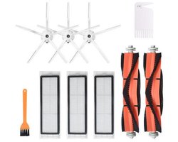 Reserveonderdelenset Geschikt voor Mi Roborock S6/ S5/ E2/ E35 robotstofzuiger 10 stuks, 3 × 5-armige zijborstel, 3 × filter, 2 × rolborstel, 1 × gele borstel, 1 × PE-zak