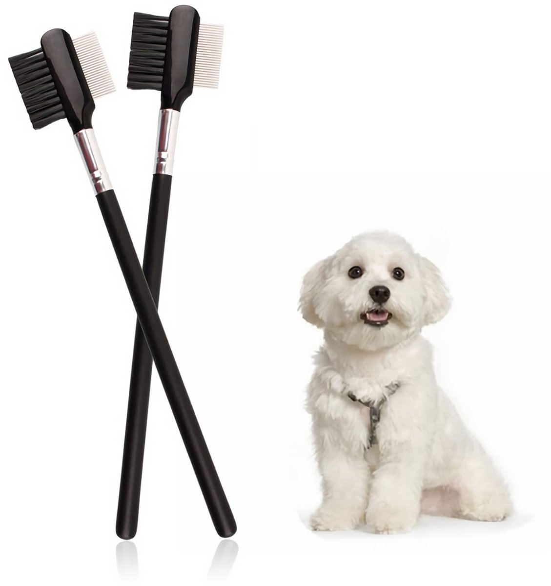 Ibenzoa® Handige en Compacte Dubbelzijdige Verzorgingskam voor Honden en Katten met Vlekkenverwijderaar