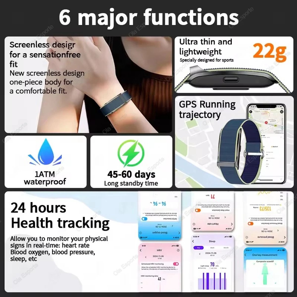 Reloj inteligente para mujer, rastreador de fitness IP68, resistente al agua, re