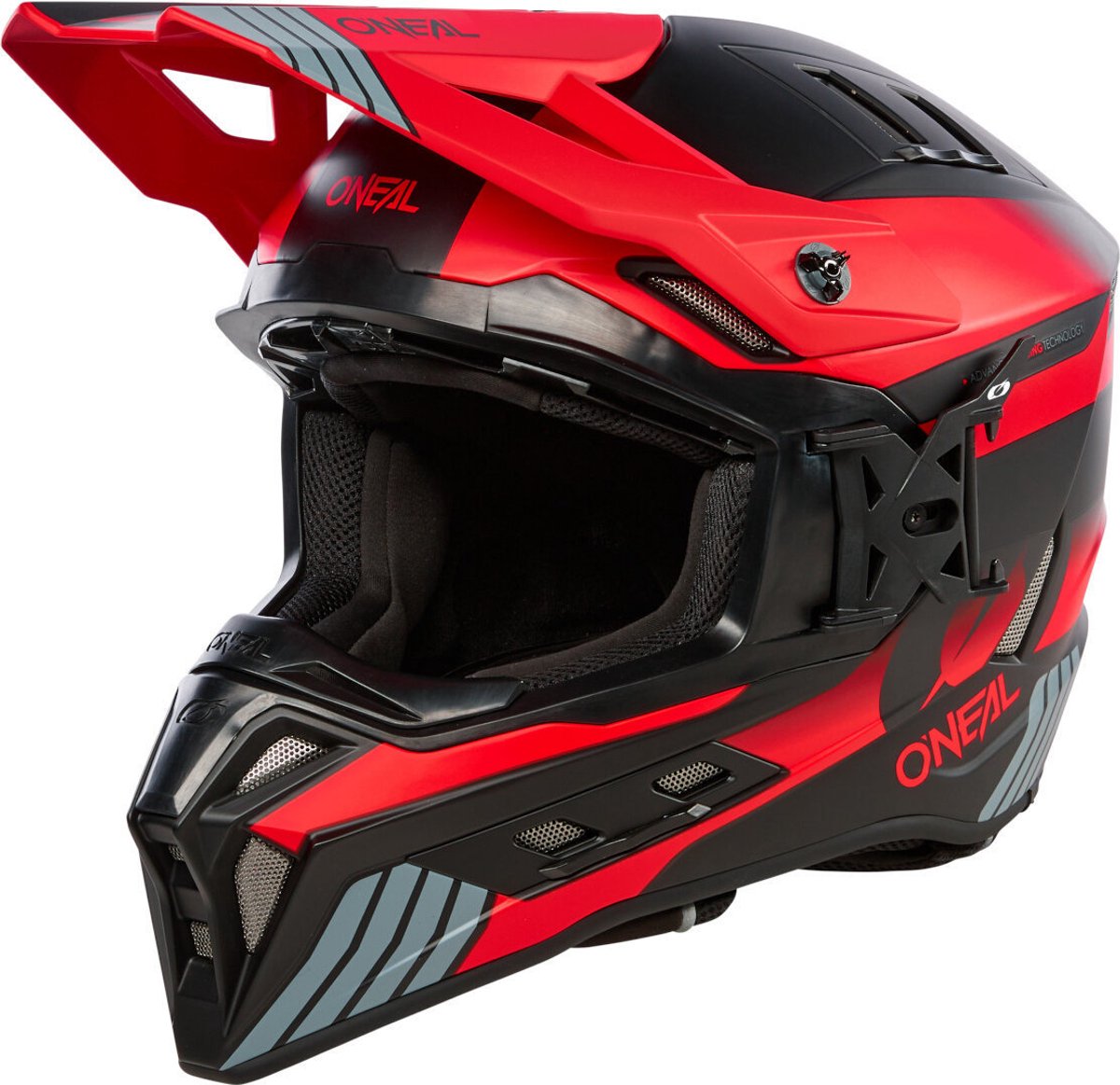 O'NEAL EX-SRS Hitch Matt Black Grey Red Motocross Helmet - Maat XS - Helm