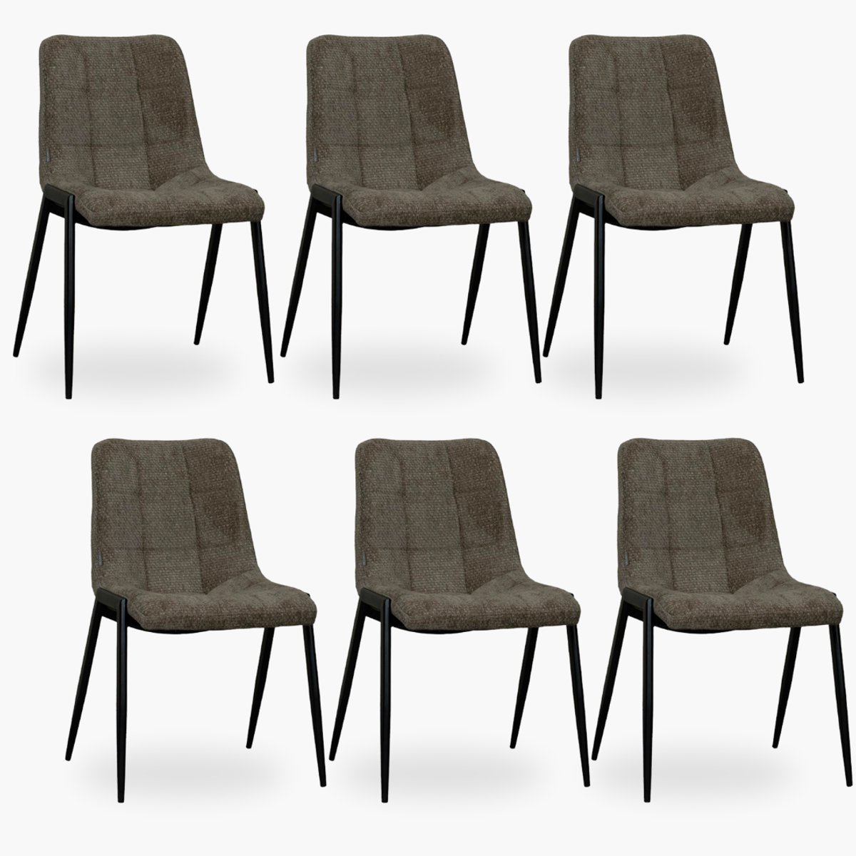 6x Eetkamerstoel Isa - Olive Velvet - Set van 6 - Olijfgroen