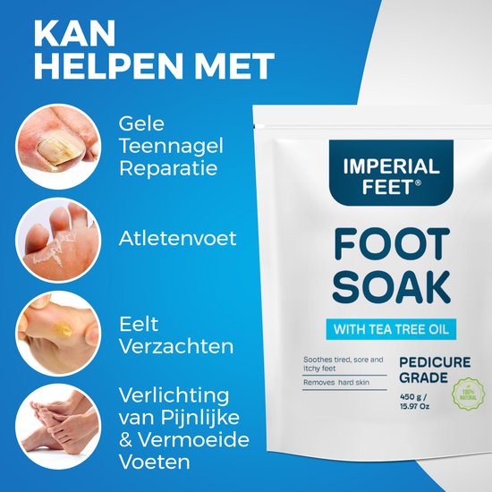 Voetenbad Zout – Nail & Sole Soak – met Tea Tree Oil & Epsom Zout – Verzorging voor Nagels en Zolen – Bij Vermoeide en Zware Voeten
