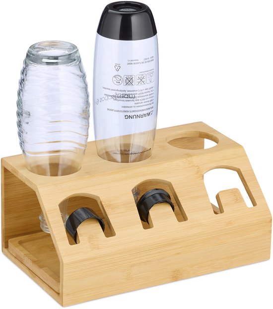 Égouttoir à bouteilles - 3 supports - adapté aux bouteilles Sodastream - bambou
