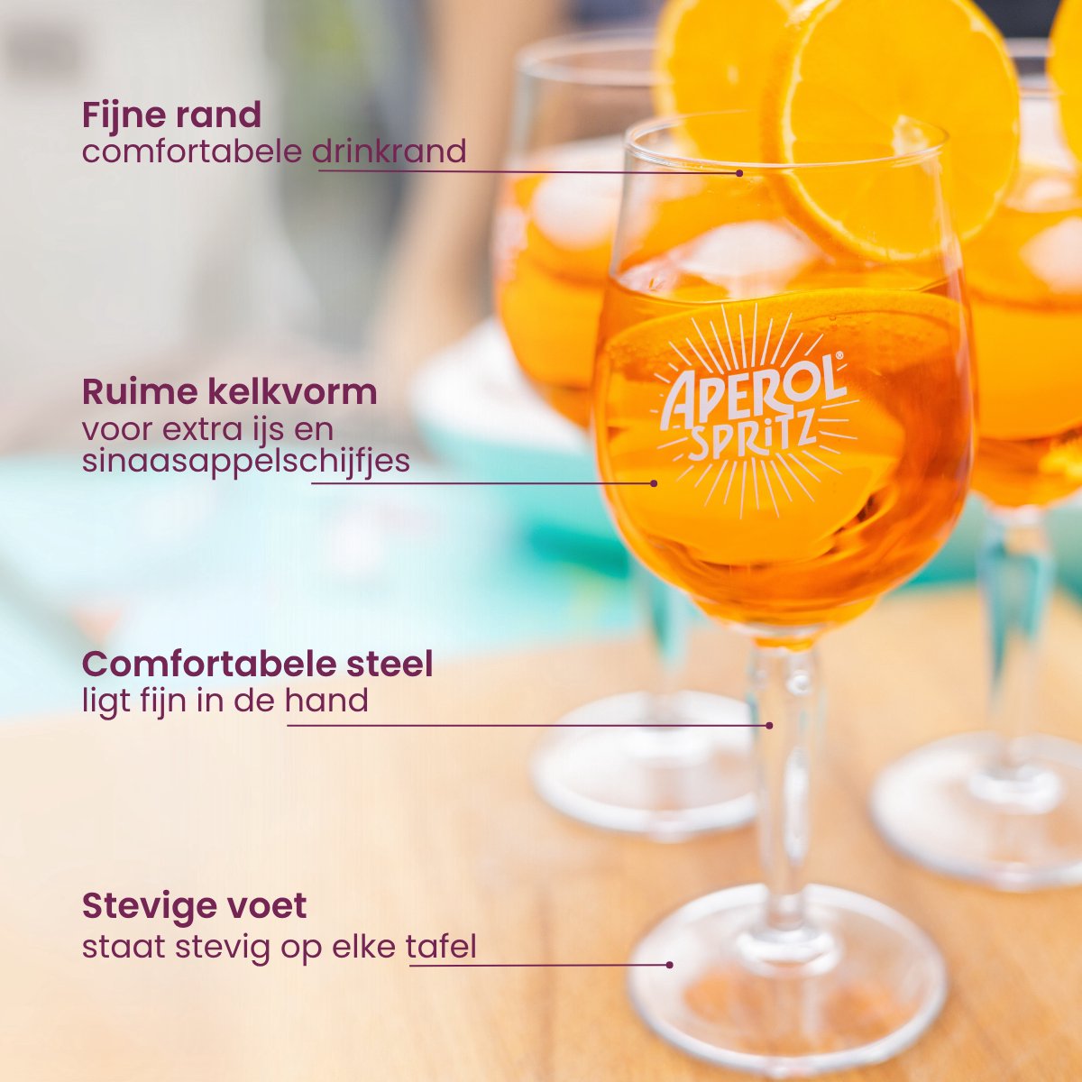 Aperol Spritz Glazen – 450 ml – Officieel Glas – 6 Stuks – Ideaal voor Aperol Spritz, Cocktails en Drankjes – Hoogwaardige Kwaliteit – Geschikt voor Vaatwasser — afbeelding 4