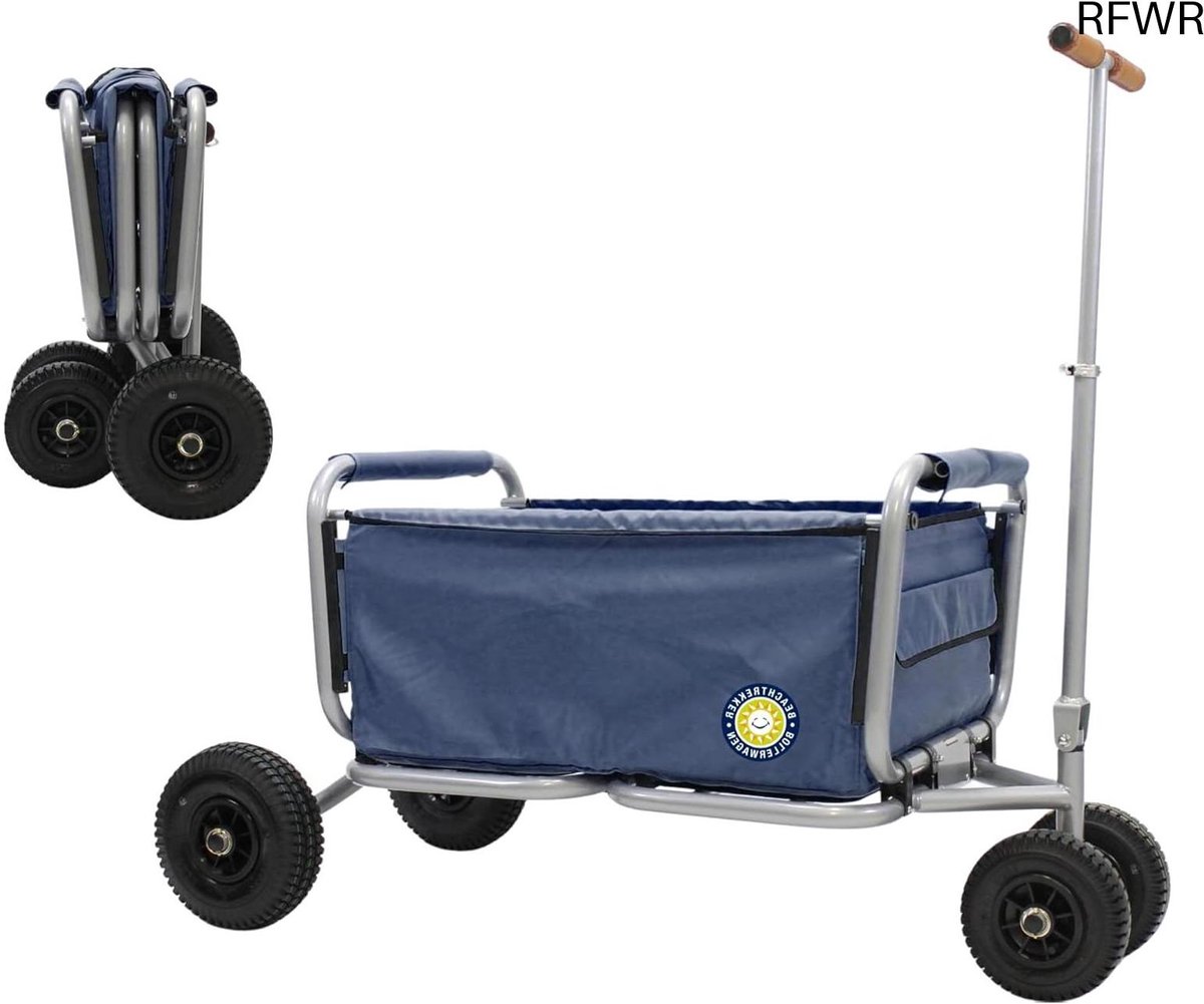 RFWR® Opvouwbare Bolderkar met Parkeerrem en Luchtbanden - Ideaal voor Strand en Camping