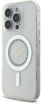 Guess - Backcover iPhone 16 Pro Max - Magsafe Rhinestones - Wit Transparant
