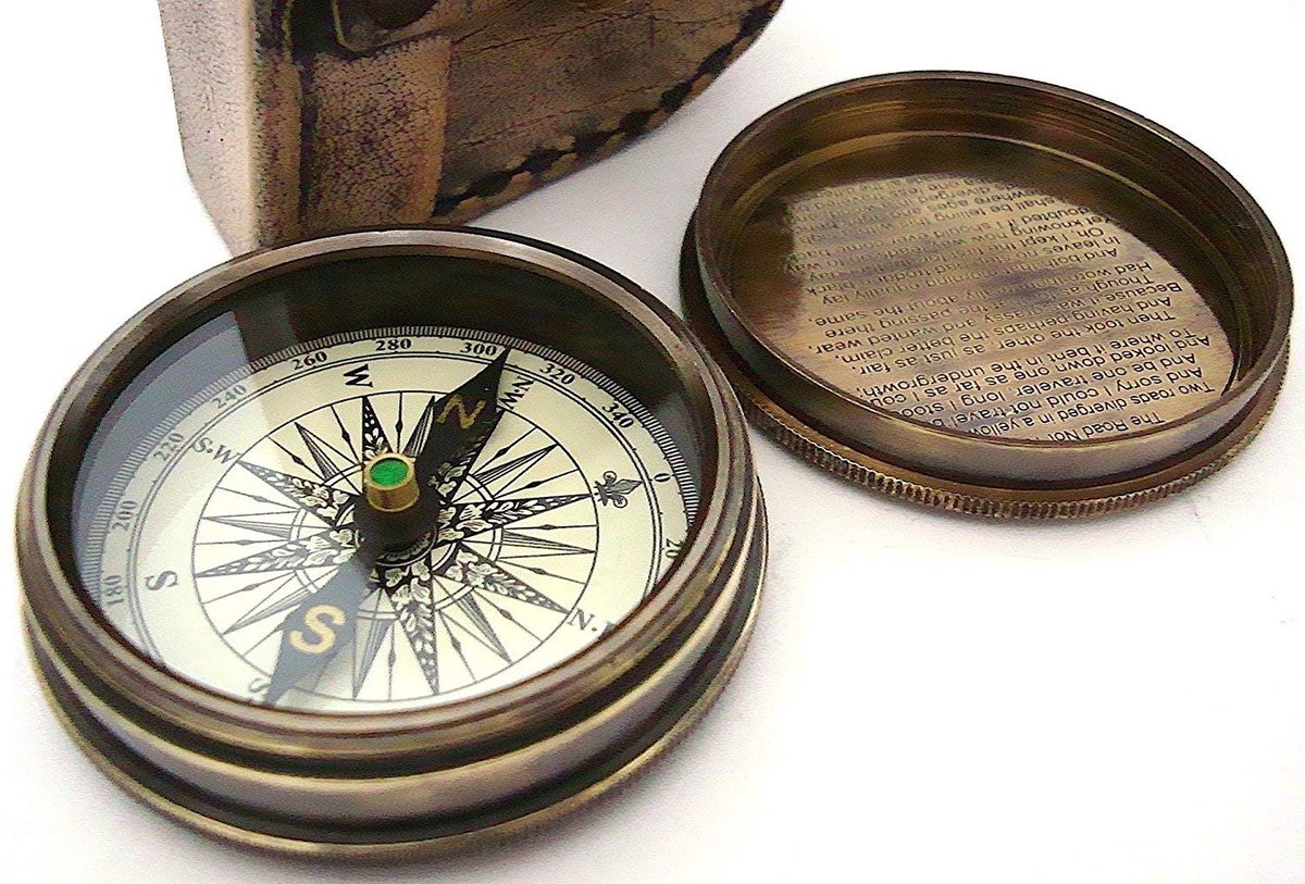 Rustiek Vintage Kompas met Lederen Case - Geschikt voor Home Decor - 1 Stuk