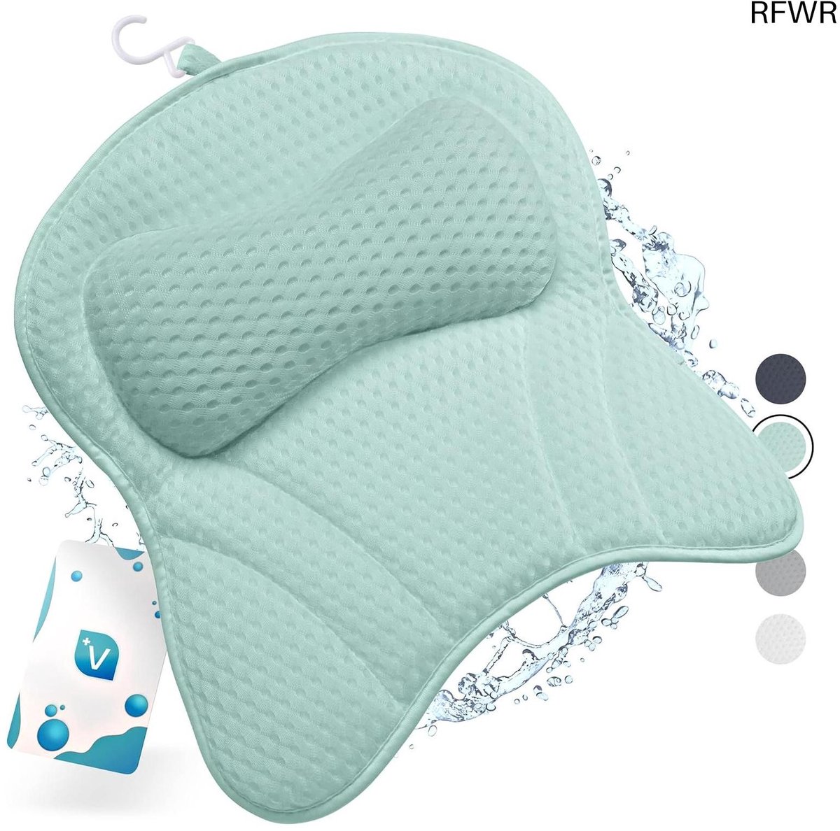 RFWR® Luxe Badkussen en Nekkussen met Zuignappen voor Comfort in Bad en Bakuip