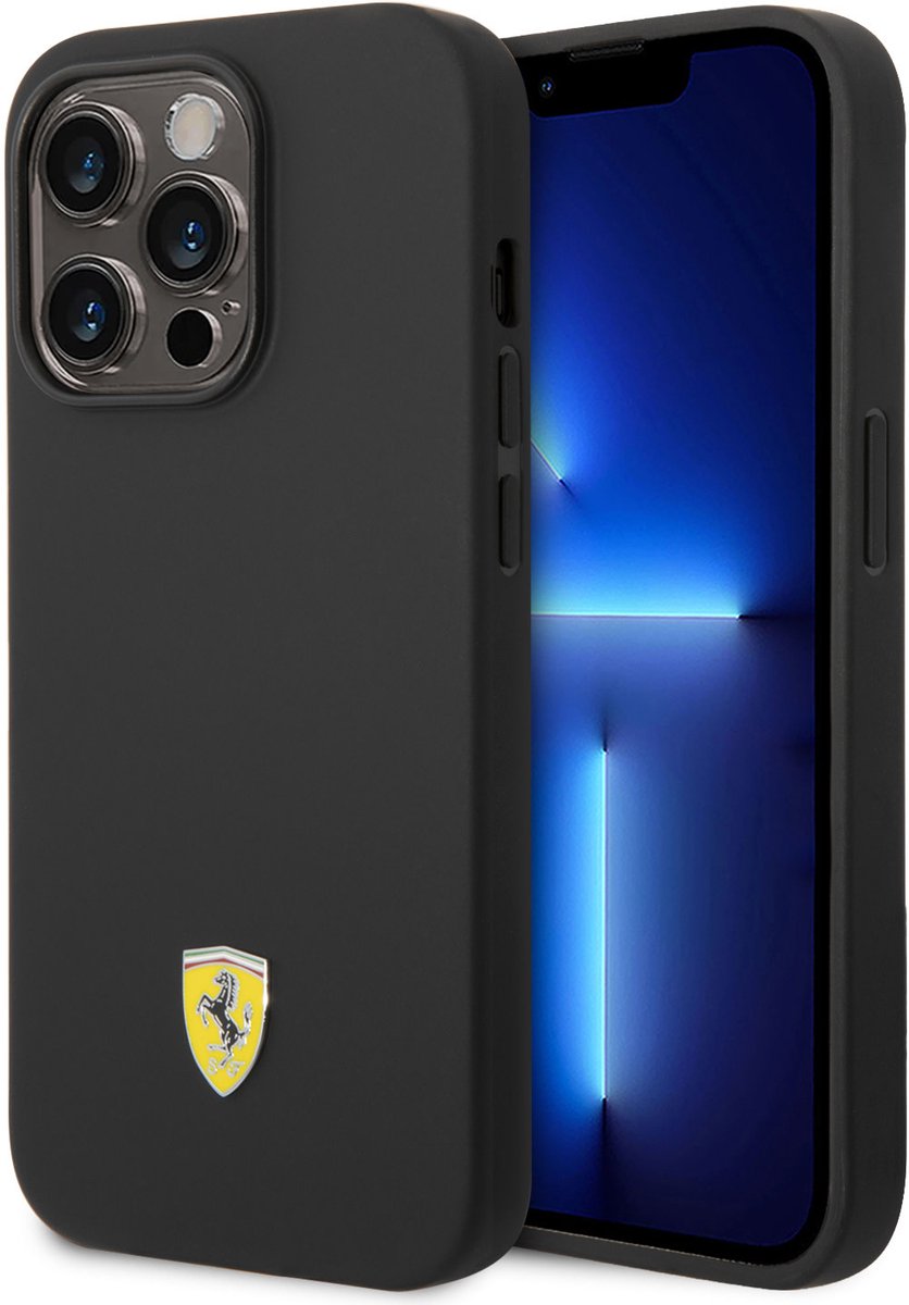 Ferrari Silicone Back Case geschikt voor Apple iPhone 14 Pro (6.1") - Zwart