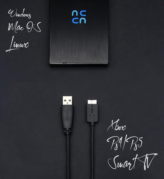 RFWR® 1TB Draagbare Externe Harde Schijf 2.5" met USB 3.0 - Compatibel met Windows, Mac, TV, PS4, PS5, Xbox - Zwart van RFWR — afbeelding 2