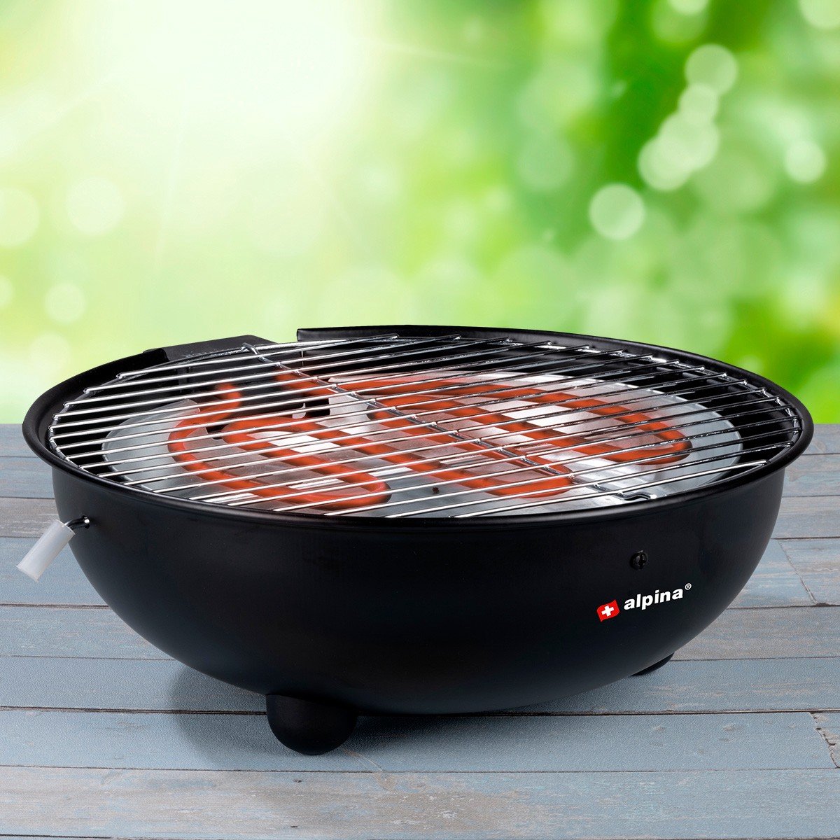 alpina Elektrische BBQ 1250W - Tafel Barbecue zonder Rook - Barbecuegrill met Grillrooster Ø30cm - Geschikt voor Binnen Gebruik - Zwart – foto 5